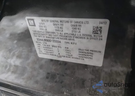 2013 Chevrolet Equinox Ls z USA, uszkodzony, nr VIN 2GNALBEK8D1255594